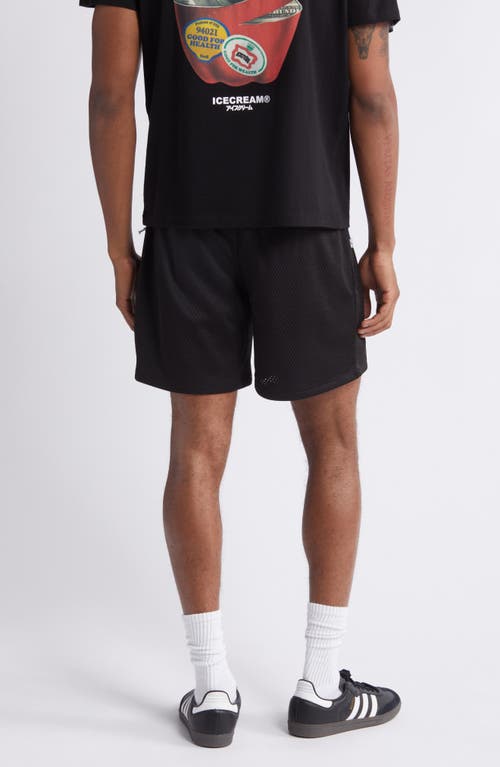 Icecream Katakana Reflective Mesh Shorts In Black