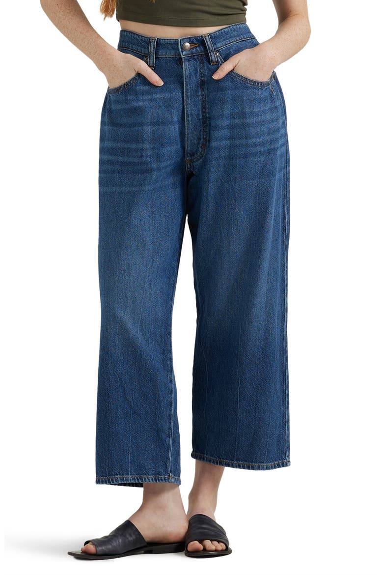 Button Fly High Waist Loose Fit Ankle Jeans, Main, color, ROBUST BLUE