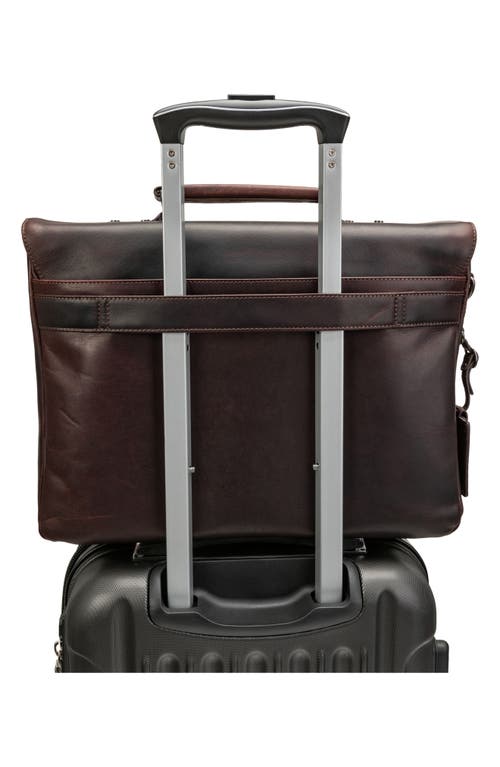 Mancini Double Compartment Flap Leather Briefcase In Brown