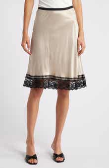 Rails Cherry Lace Trim Satin Slip Skirt