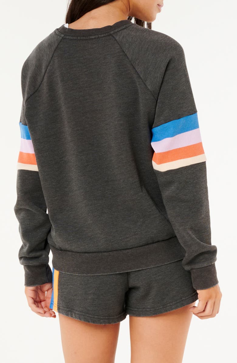 Rip Curl Las Dalias Cotton Blend Fleece Raglan Sweatshirt, Alternate, color, Washed Black