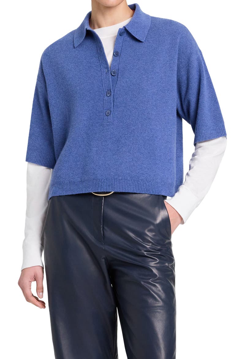 SS Polo Sweater, Main, color, SOFT DENIM