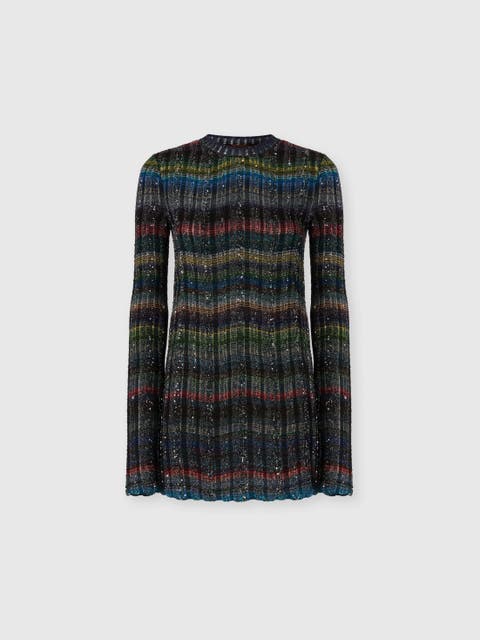 Crew Neck Sweater With Wave Pattern