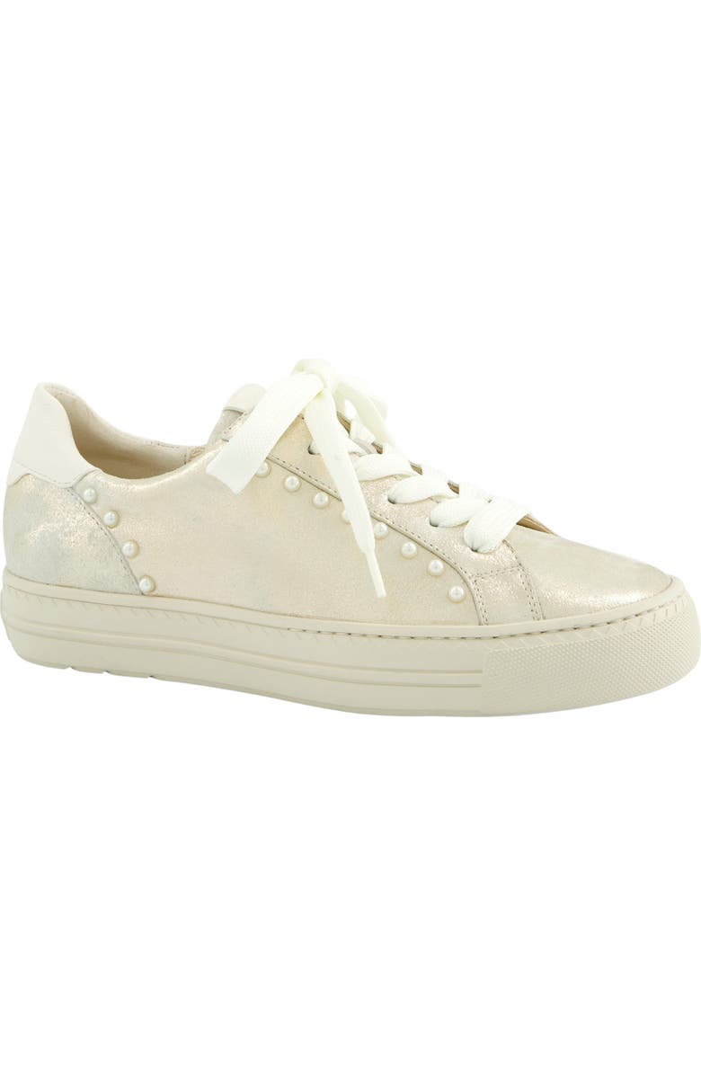 Paul Green Dinah Faux Pearl Trim Sneaker, Main, color, Mineral Cream Antic Combo