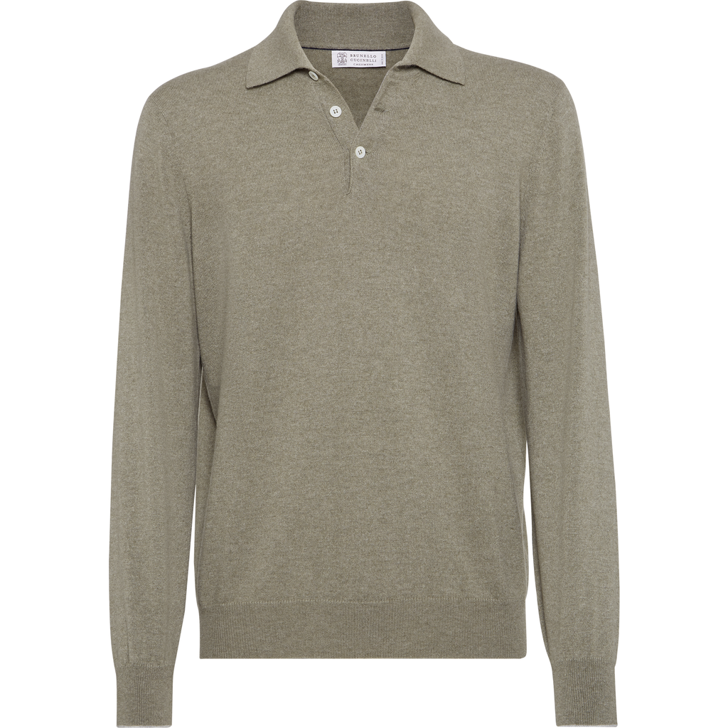Brunello Cucinelli Polo-neck Cashmere Sweater In Green