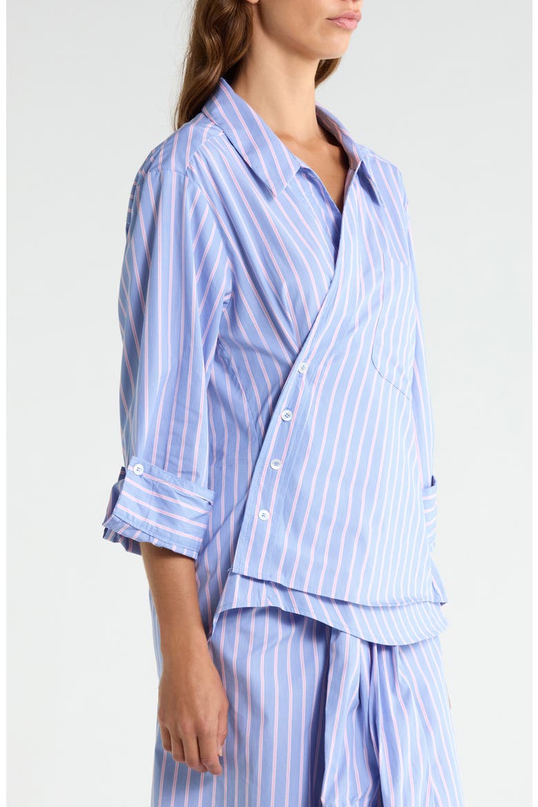 Small Asymmetrical Striped Wrap Shirt, Alternate, color, AMALFI STRIPE