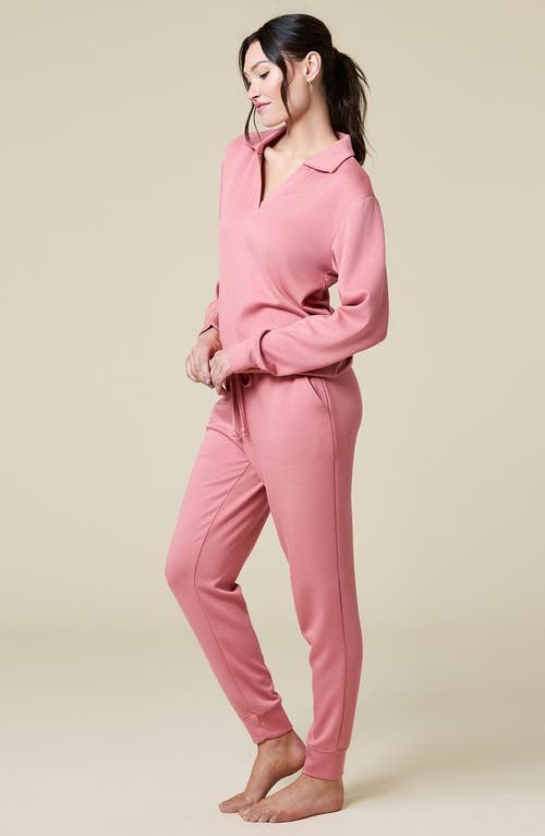 Softies Athleisure Dreamtech Johnny Collar Jogger Set In Copper Rose