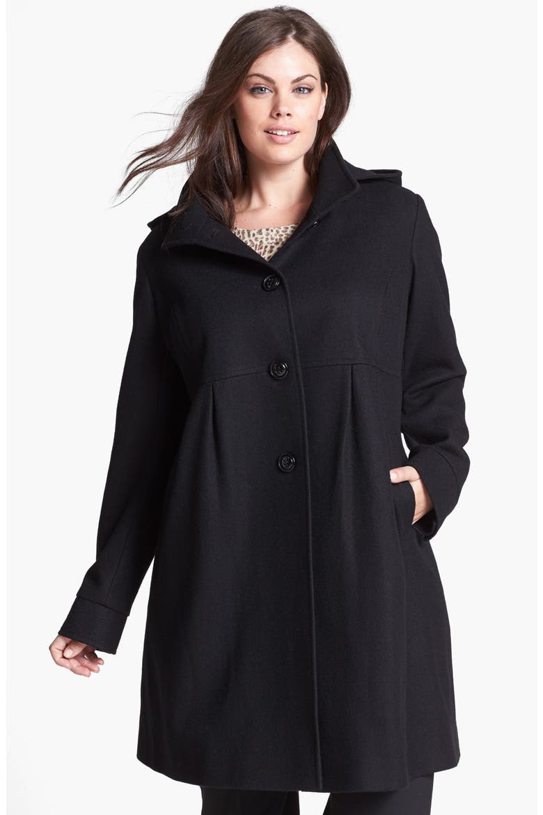 'Baby' Wool Blend Coat with Detachable Hood, Main, color, BLACK