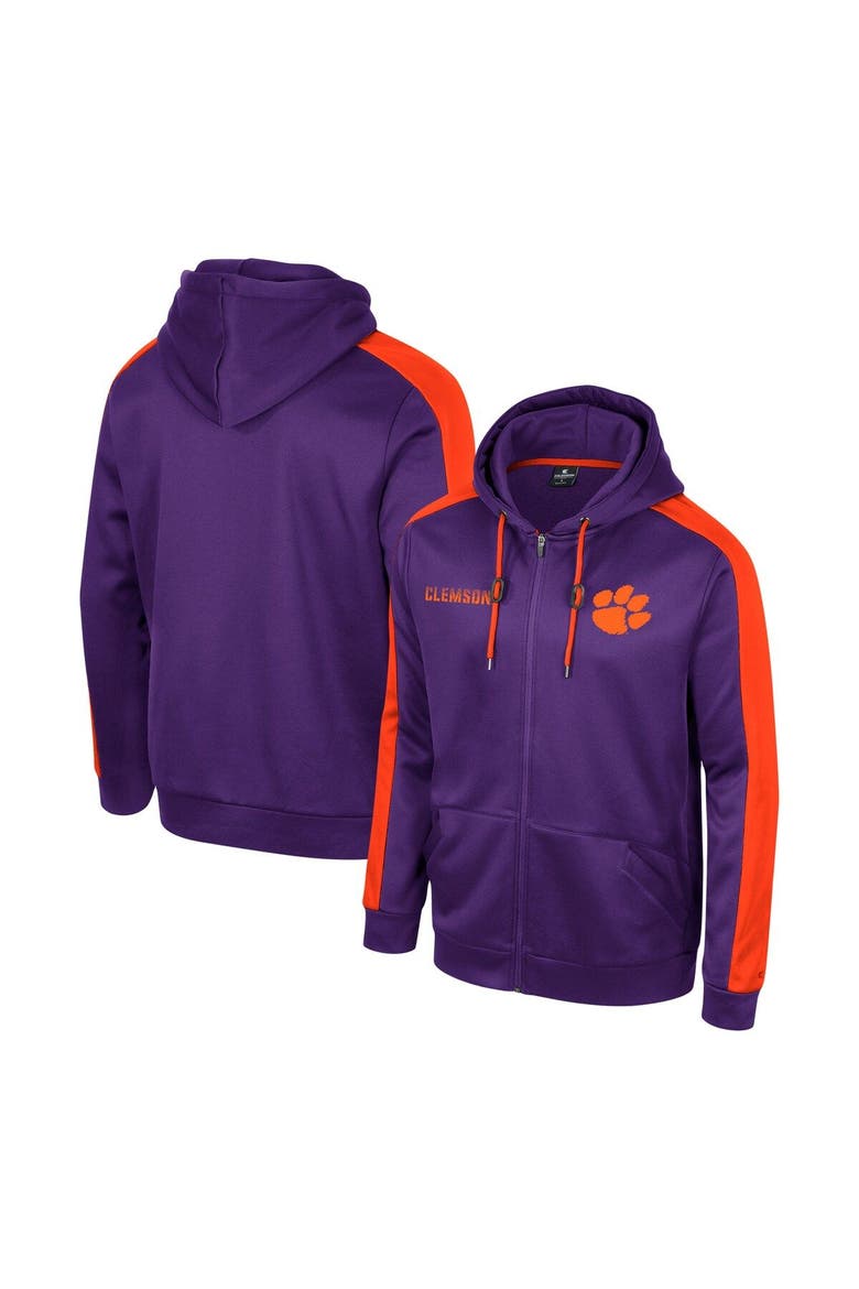 Men's Colosseum  Purple Clemson Tigers Reese Full-Zip Hoodie, Alternate, color, Purple