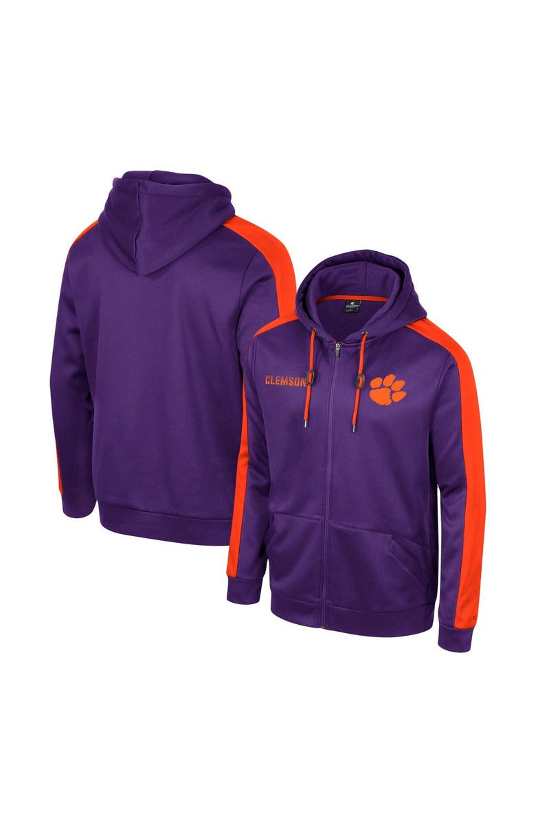COLOSSEUM Men's Colosseum  Purple Clemson Tigers Reese Full-Zip Hoodie, Alternate, color, Purple