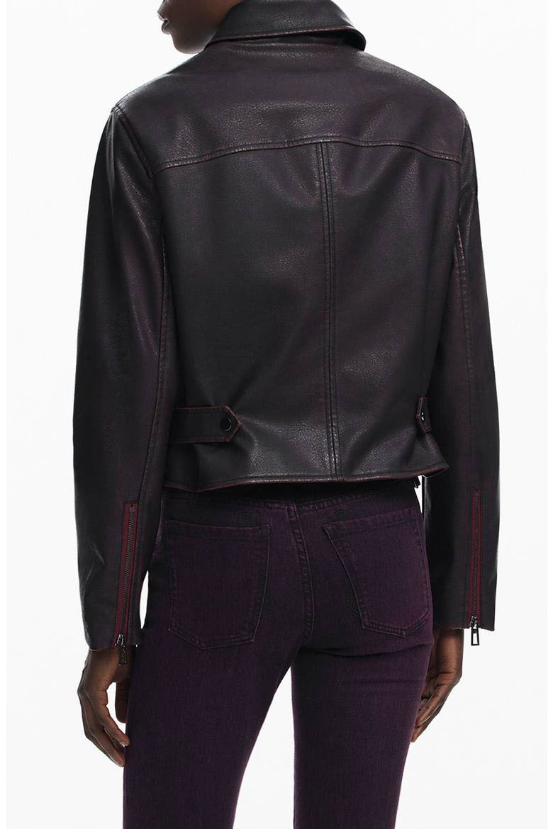 Weathered Faux Leather Jacket, Alternate, color, DARK PURPLE