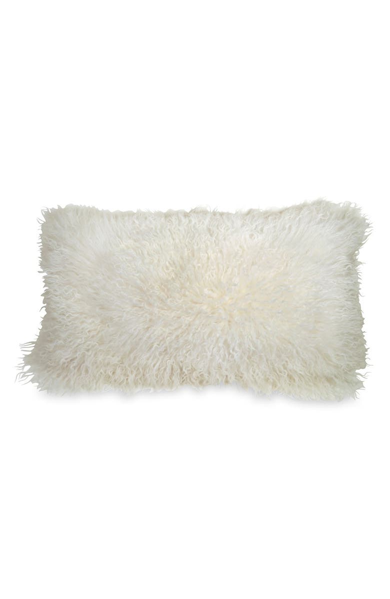 Donna Karan New York Donna Karan Collection Moonscape Flokati Genuine Sheepskin Pillow, Main, color, 