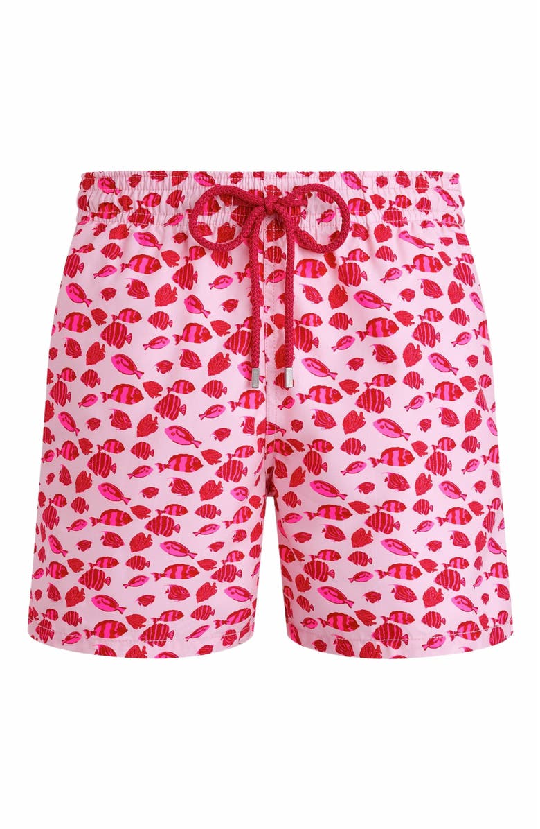 Vilebrequin Men's Fishy Dance Swim Trunks, Alternate, color, Pivoine