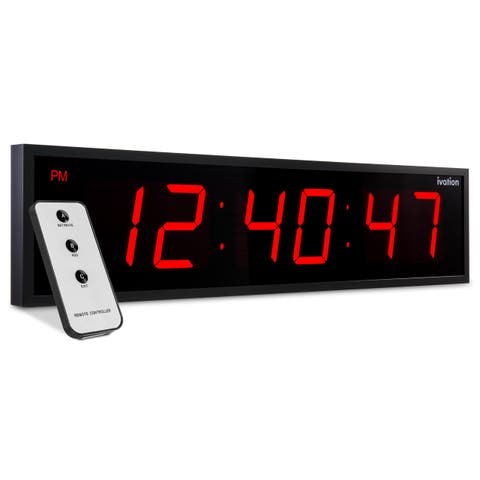 Large Digital Clock, 30 Led Wall Clock with 6-Level Brightness & Mounting Hardware