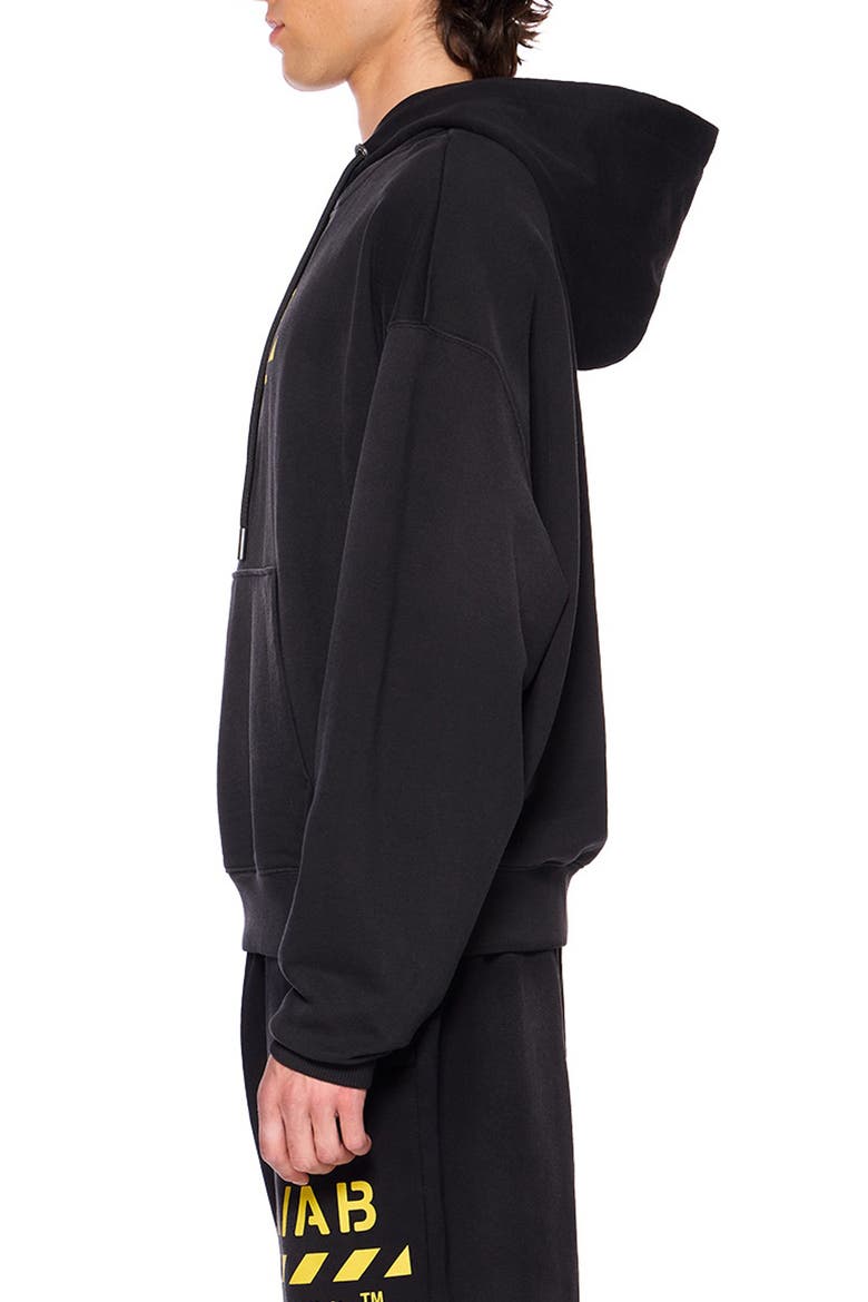 Diag Garment Cotton Washed Hoodie, Alternate, color, BLACK