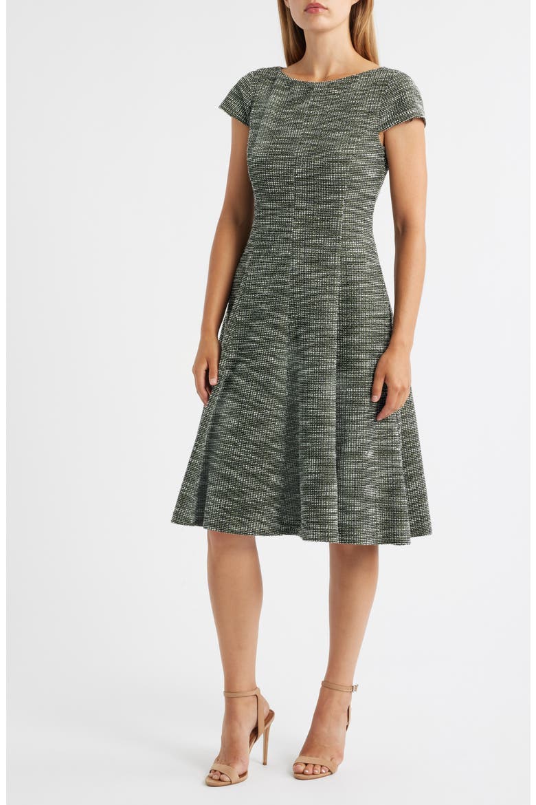 Cap Sleeve Fit & Flare Dress, Main, color, OLIVE