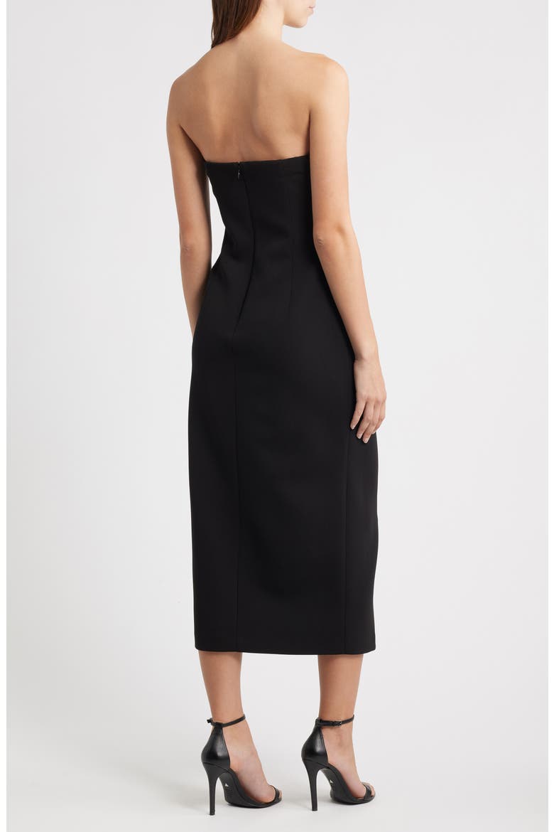 Pleated Ruffle Detail Strapless Cocktail Sheath Dress, Alternate, color, BLACK