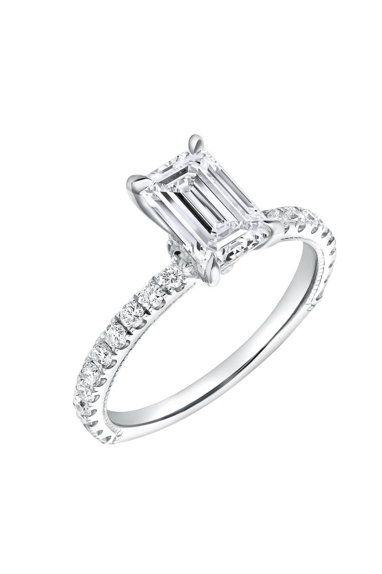 Kiara 14K Gold Emerald Cut Lab Grown Diamond Engagement Ring - 2 ct, Alternate, color, 14K White Gold