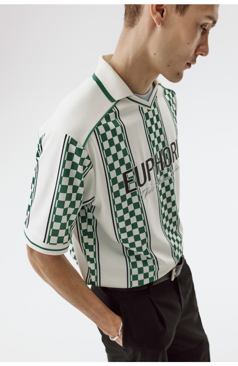 H&M Loose Fit Football Shirt, Alternate, color, White/Euphoria