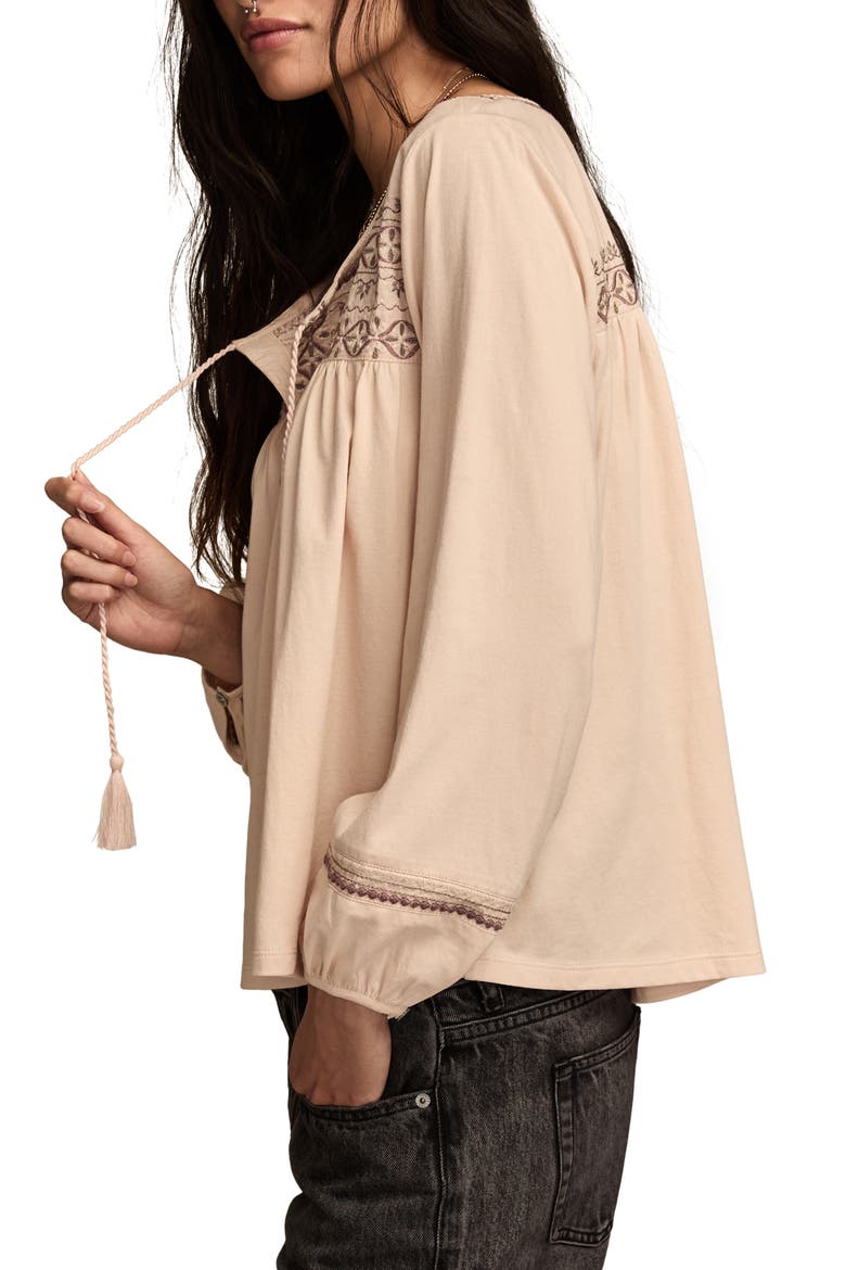 Embroidered Cotton Peasant Top, Alternate, color, PEACH BLOSSOM