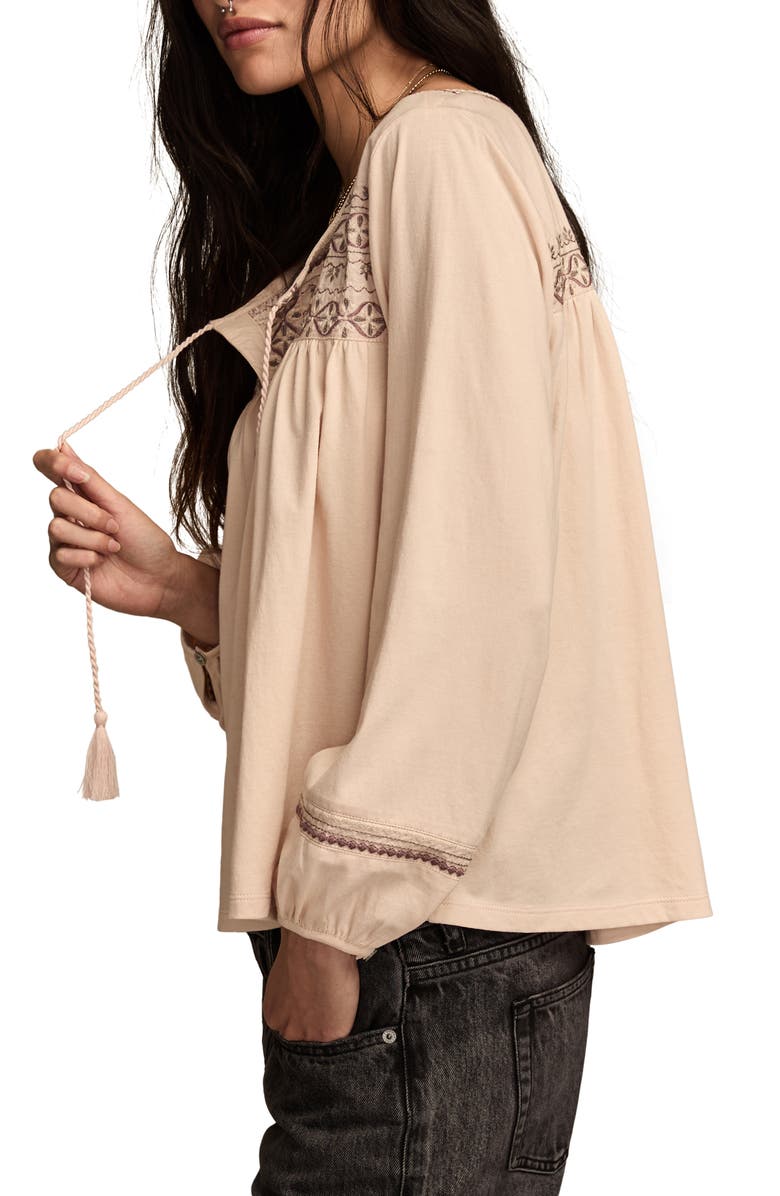 Lucky Brand Embroidered Cotton Peasant Top, Alternate, color, Peach Blossom