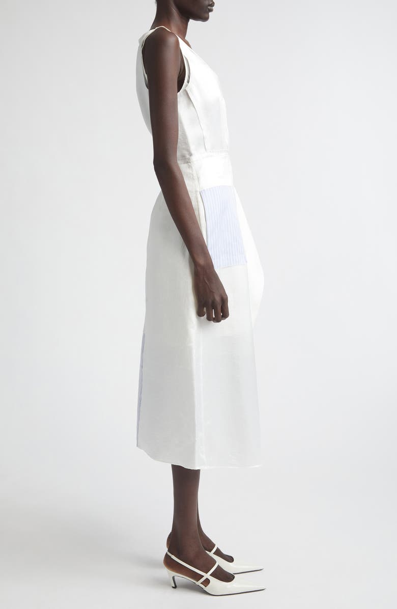 Jason Wu Collection Stripe Collage V-Neck Midi Dress, Alternate, color, White