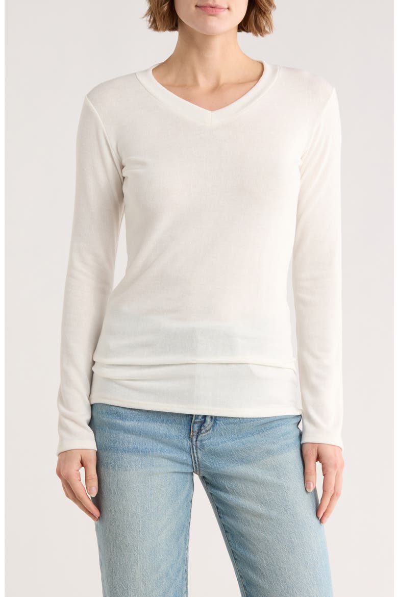 V-Neck Long Sleeve T-Shirt, Main, color, IVORY
