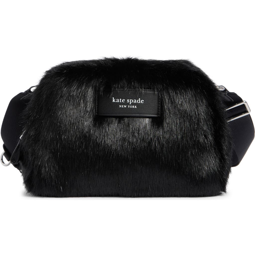 Kate Spade New York Puffed Faux Fur Crossbody Bag In Black