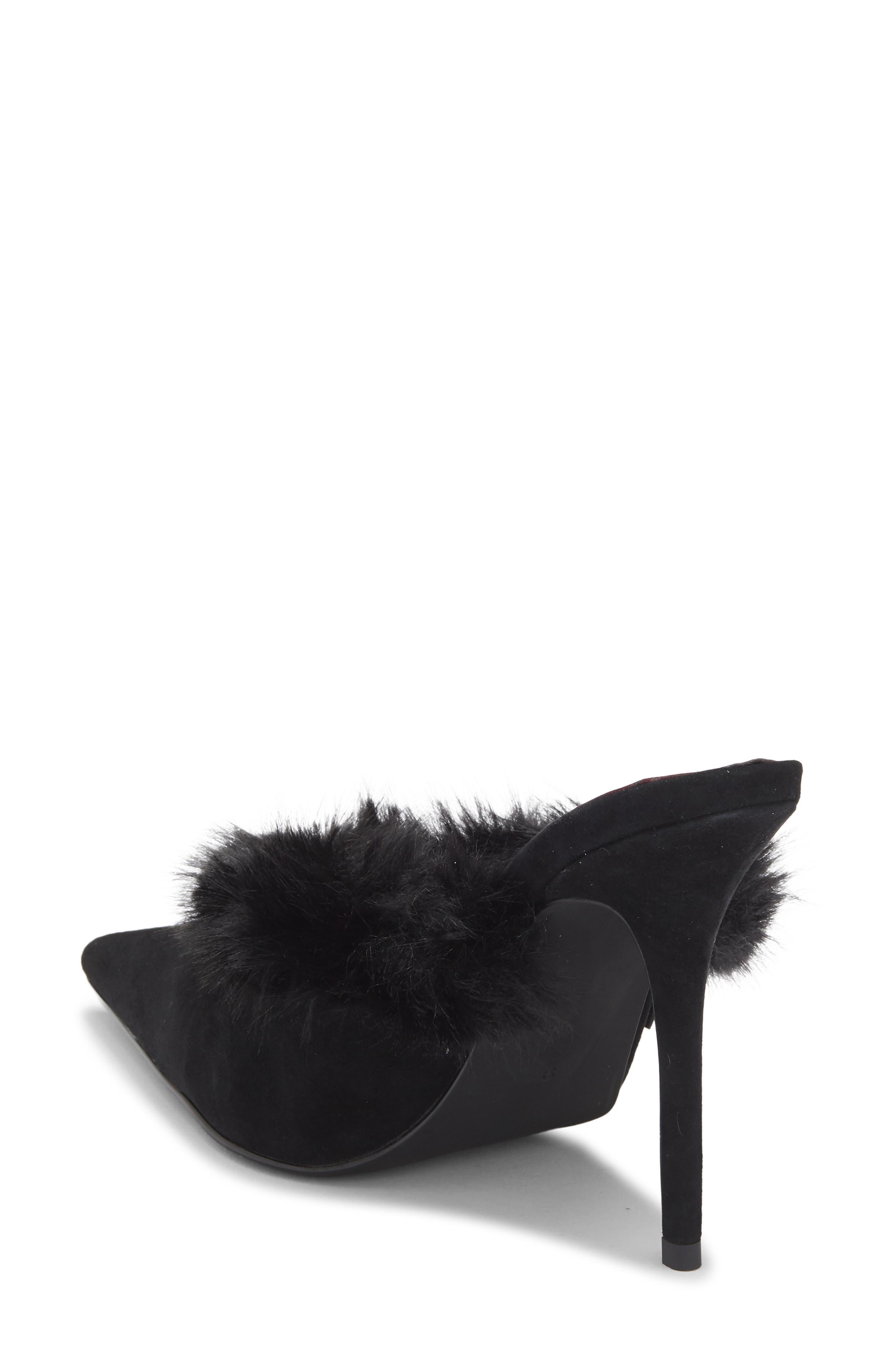 Jeffrey Campbell Rococo Faux Fur Mule, Alternate, color, Black Suede Combo