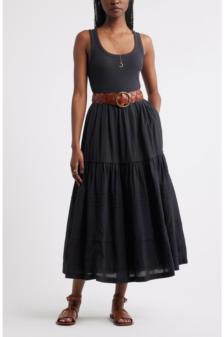 Scoop Neck Midi Dress, Alternate, color, BLACK