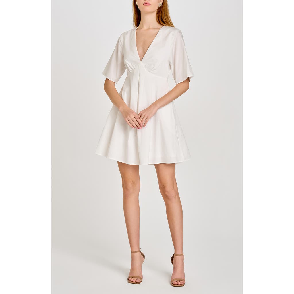 Wayf Zelma Short Sleeve Babydoll Minidress In White