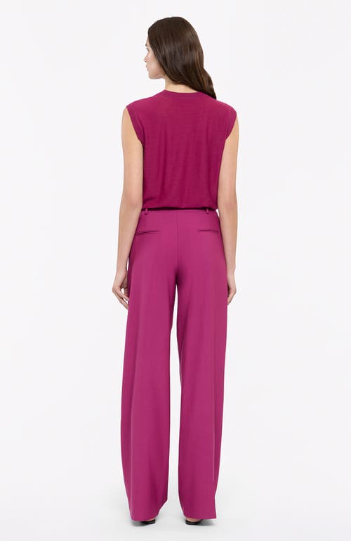 Another Tomorrow Wool Crewneck Sweater In Magenta