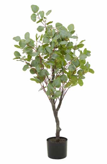 GINGER BIRCH STUDIO Green Faux Foliage Potted Artificial Eucalyptus Tree
