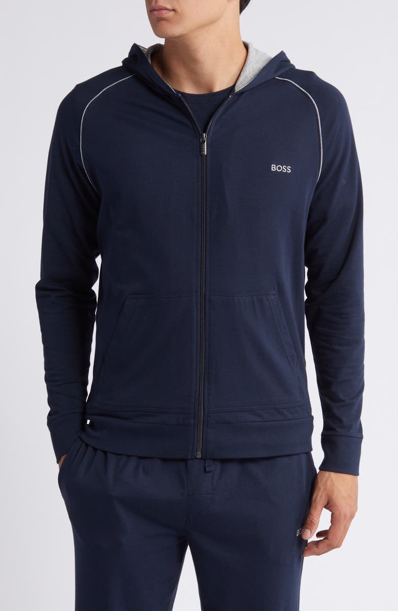 BOSS Mix Match Zip Hoodie, Alternate, color, Dark Blue