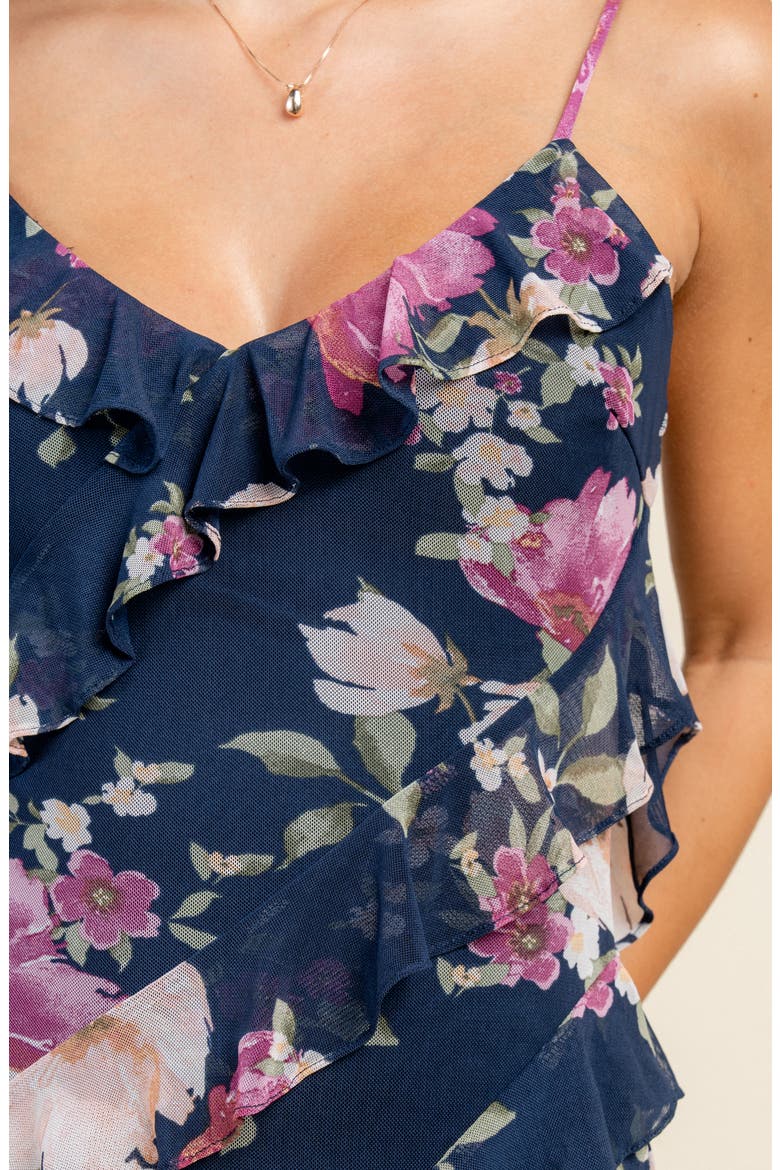 Cascade Ruffle Maxi Dress, Alternate, color, NAVY