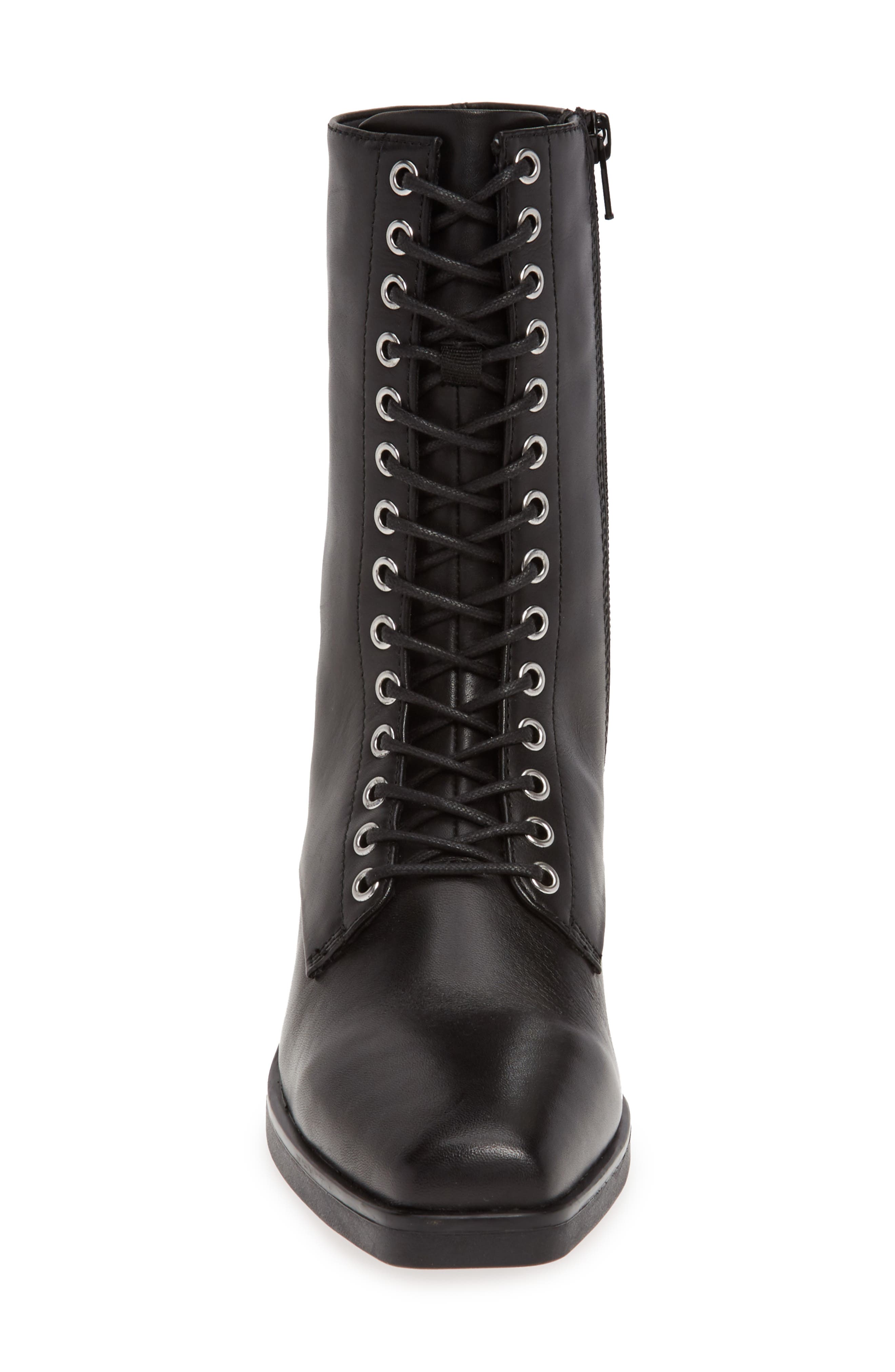 Lace-Up Bootie, Alternate, color, BLACK LEATHER