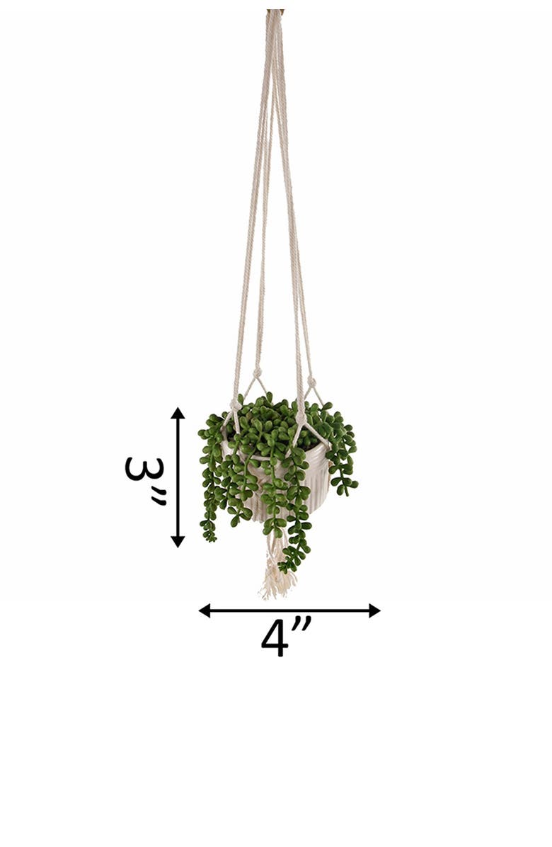 FLORA BUNDA White Faux Macramé Hanging Ceramic Planter, Alternate, color, 