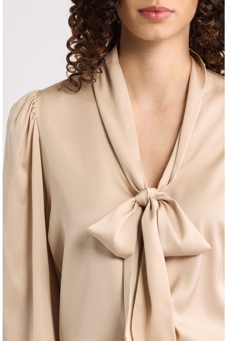Selena Silk Pussy Bow Blouse, Alternate, color, ANTIQUE