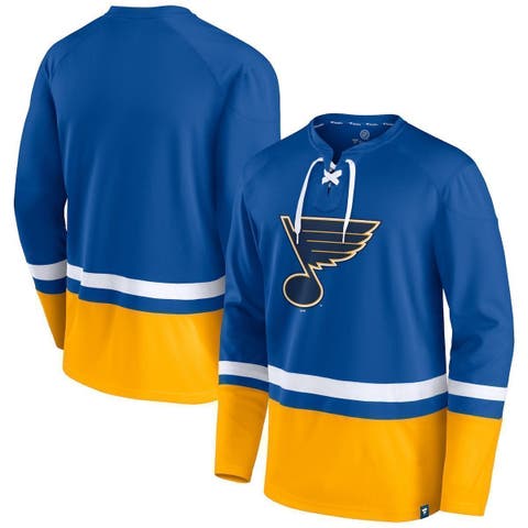 Men's Fanatics Branded Blue/Gold St. Louis Blues Super Mission Slapshot Lace-Up Pullover Sweatshirt