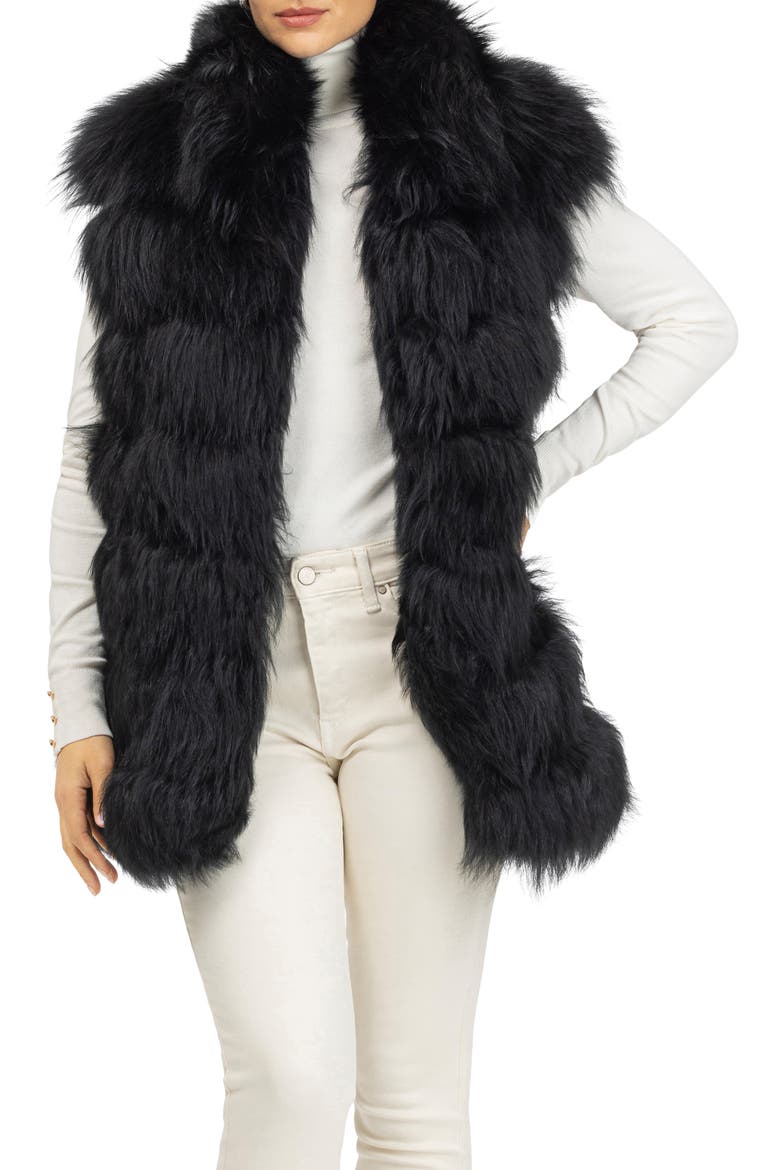 Genuine Shearling Vest, Main, color, BLACK