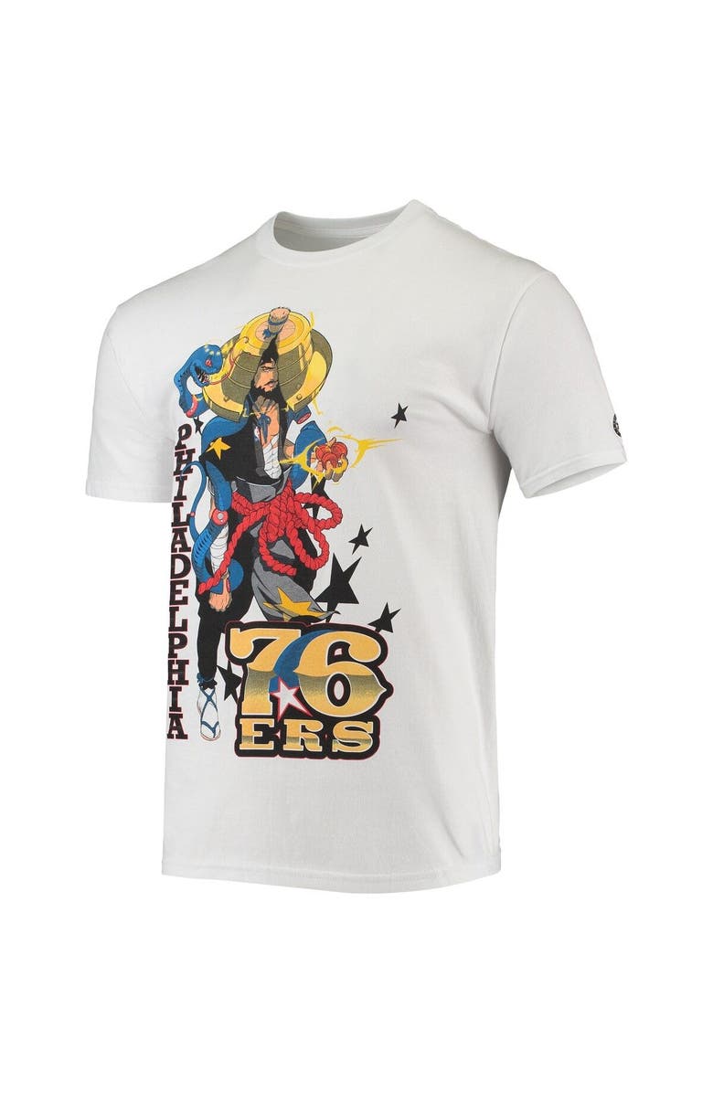NBA X MCFLYY Men's NBA x McFlyy White Philadelphia 76ers Identify Artist Series T-Shirt, Alternate, color, White