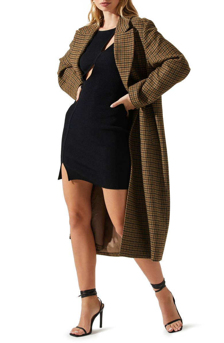 ASTR the Label Sonya Houndstooth Longline Coat, Alternate, color, 