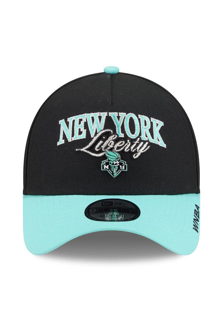 Unisex New Era Black/Mint New York Liberty WNBA Tip-Off 2026 Metal Badge A-Frame 9FORTY Adjustable Hat, Alternate, color, Black