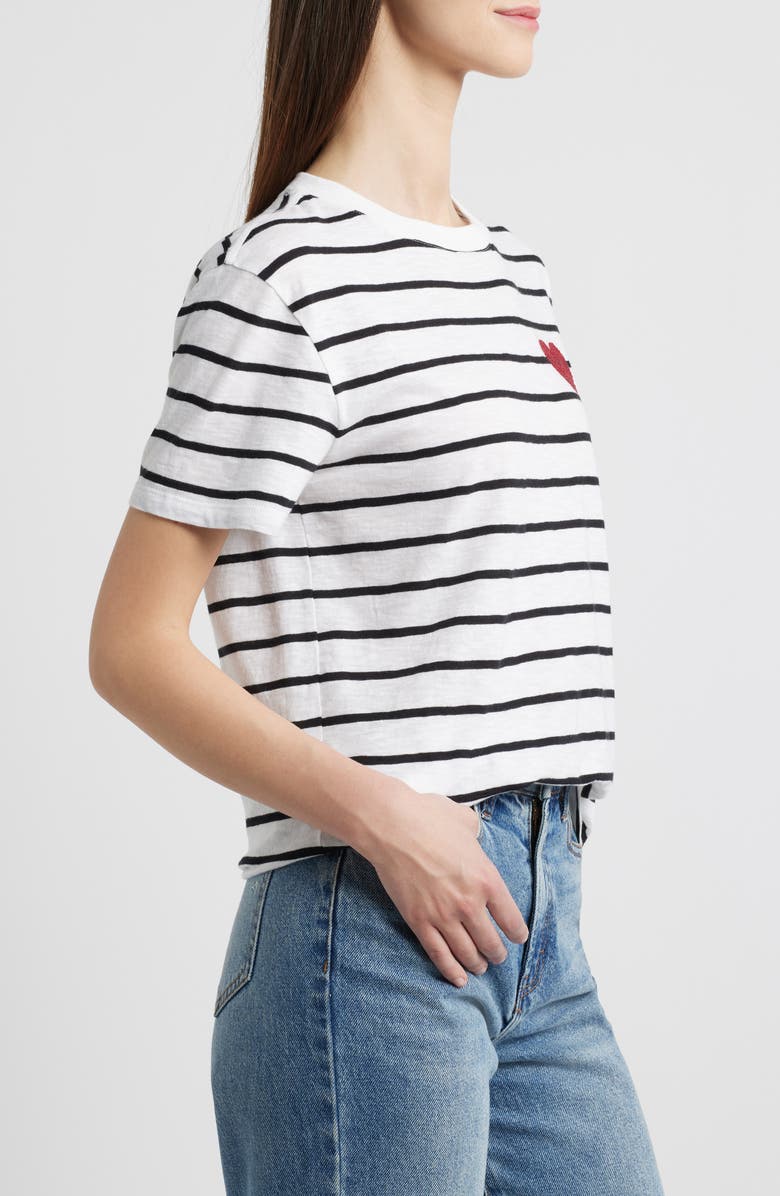 Caslon<sup>®</sup> Stripe Heart Embellished Cotton T-Shirt, Alternate, color, 