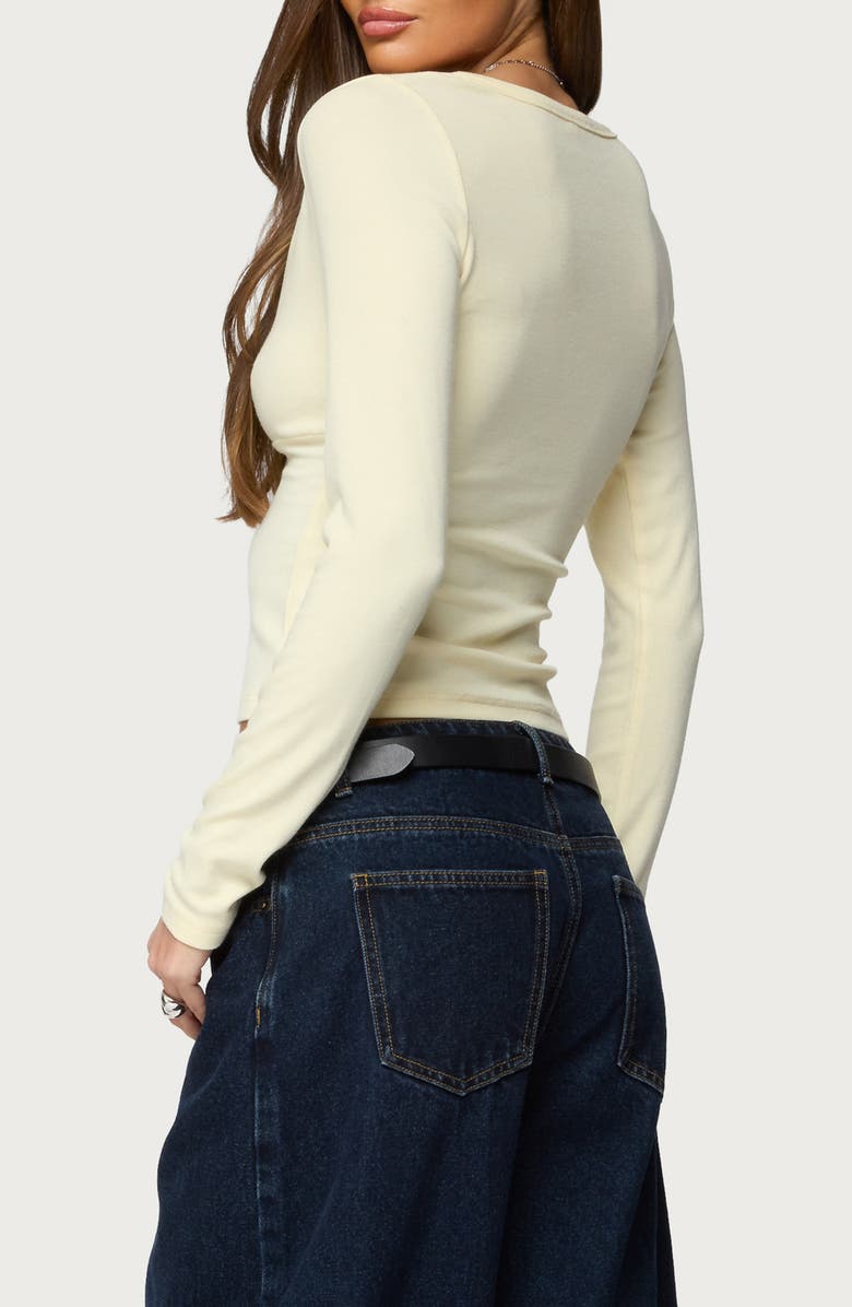 EDIKTED Doron Long Sleeve V-Neck Crop Top, Alternate, color, 