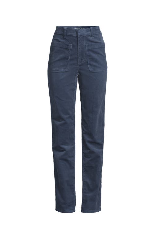 Lands' End Plus Size Corduroy High Rise Rail Straight Leg Pants In Black