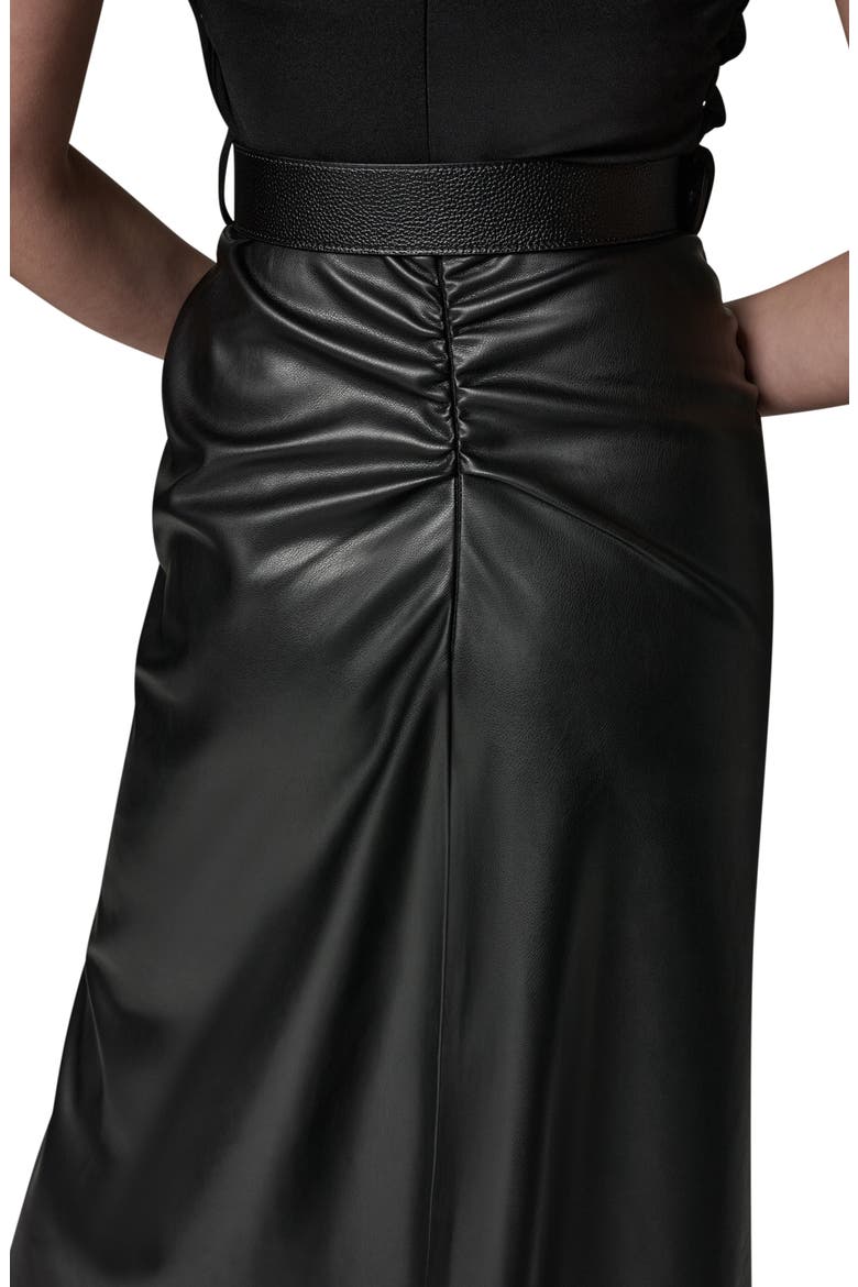 Jersey & Faux Leather Midi Dress, Alternate, color, BLACK/ BLACK