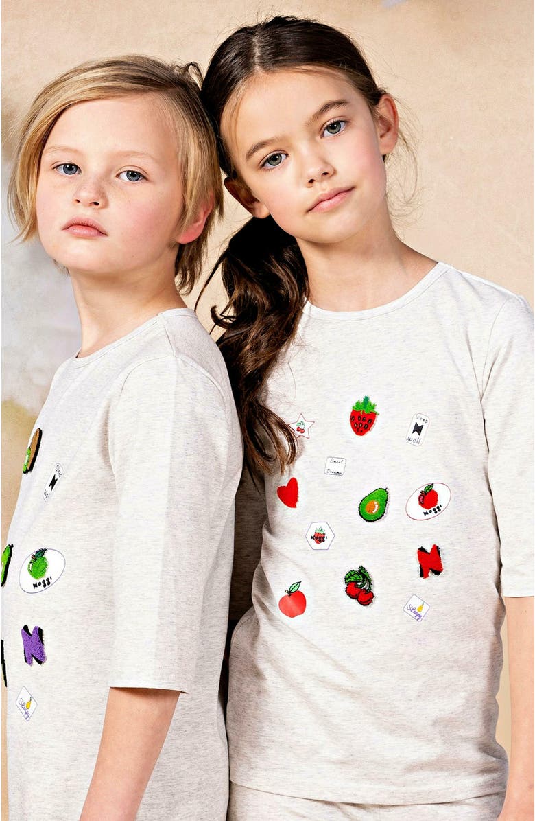 NoggiWear Prints and Patch Loungewear Set, Alternate, color, Light Gray