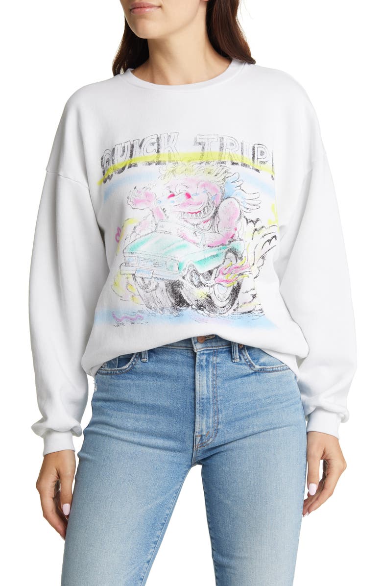MOTHER The Drop Square Stargazer Cotton Graphic Sweatshirt, Main, color, 