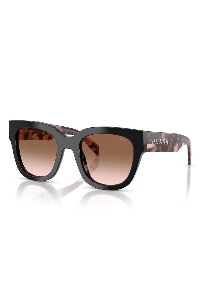 Prada 53mm Square Sunglasses, Alternate, color, Black / Brown Gradient